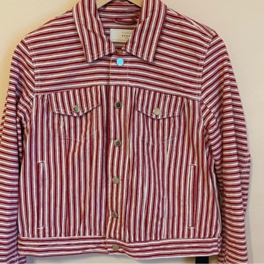 Blank NYC denim jacket in red stirpe - Picture 7 of 10